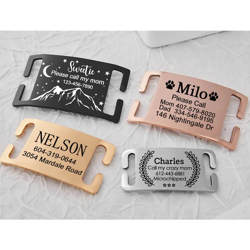 Custom Engraved Dog Name Tags Cute Slide-On Pet Cat Collar Id Tags Pendant Style Personalized Dog Pendants Charms