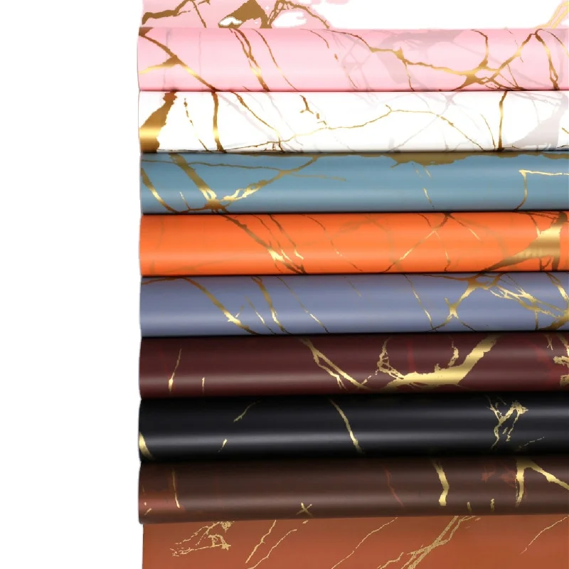 
Hot sales PVC film waterproof film with fashionable golden marble pattern for flower wrapping paper for sheet 