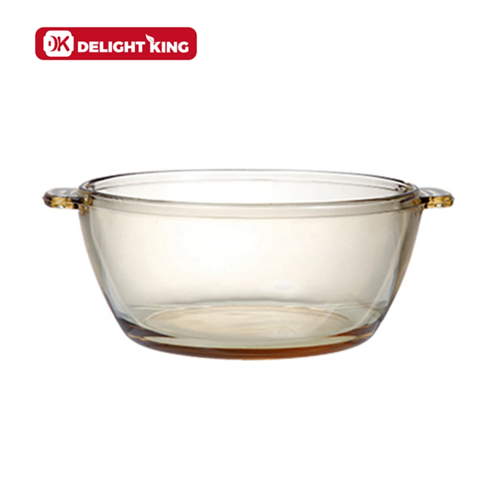 Classical pyrex high borosilicate amber glass casserole pot withglass lid/ microwave oven safe cookware set dish