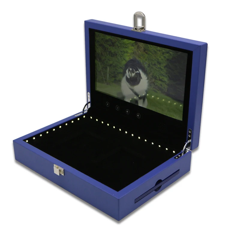 Hot selling PU LCD 10.1 HD  video luxury gift box hot silver /hot stamping