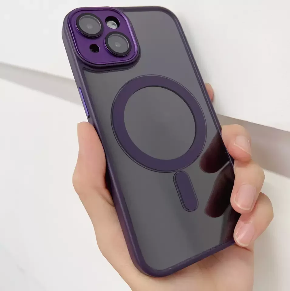 Hard Clear PC Back Cover Magnetic Phone Cases Wireless Charging Mag Safe Mobile Phone Case for iPhone 14 Pro max Deep Purple