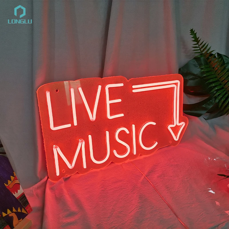 Custom flex 12v shop store advertising party Illuminated Acrylic live music Letters led neon sign music 3d lamp decorative signs