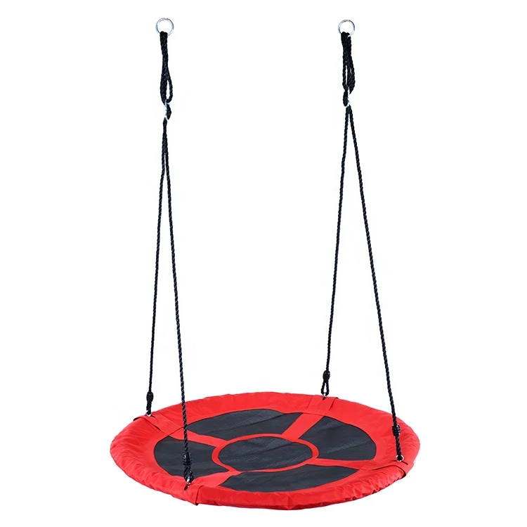 CE ASTM Approved Round Black Mat Canvas Nest Sensory Swing Set with Tree Hanging Straps for Kids