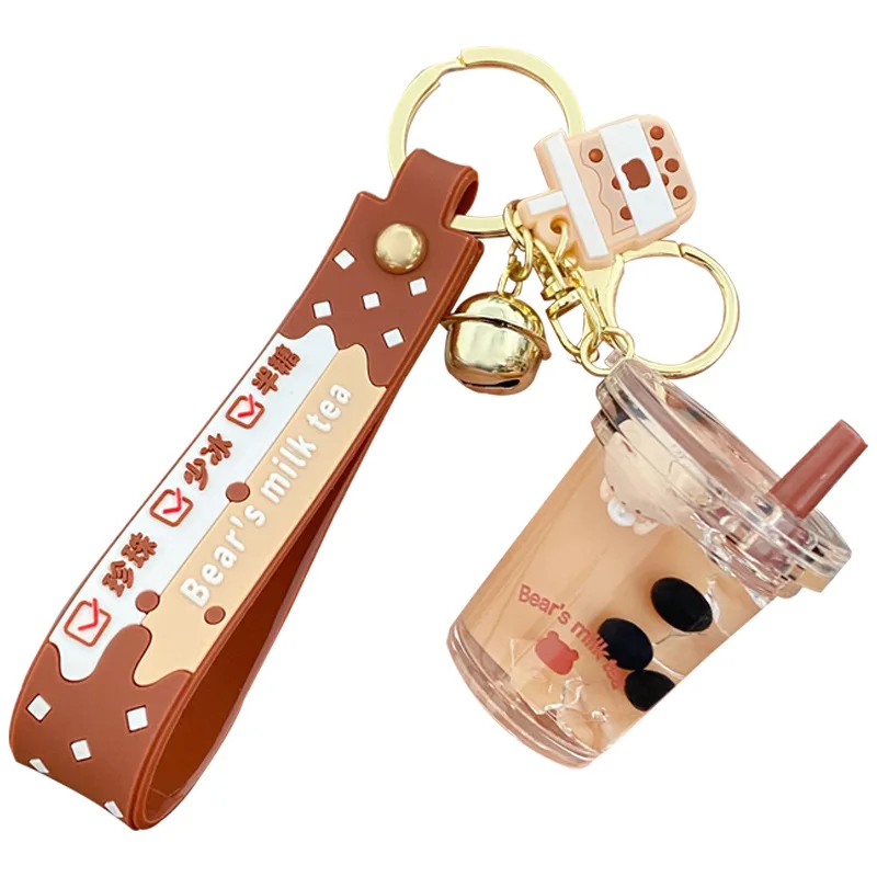 Brown Sugar Bubble Tea Keychain Coconut Pearl Milk Tea Beverage Resin Casting For Car Purse Bag Boba Bubble Tea Keychain