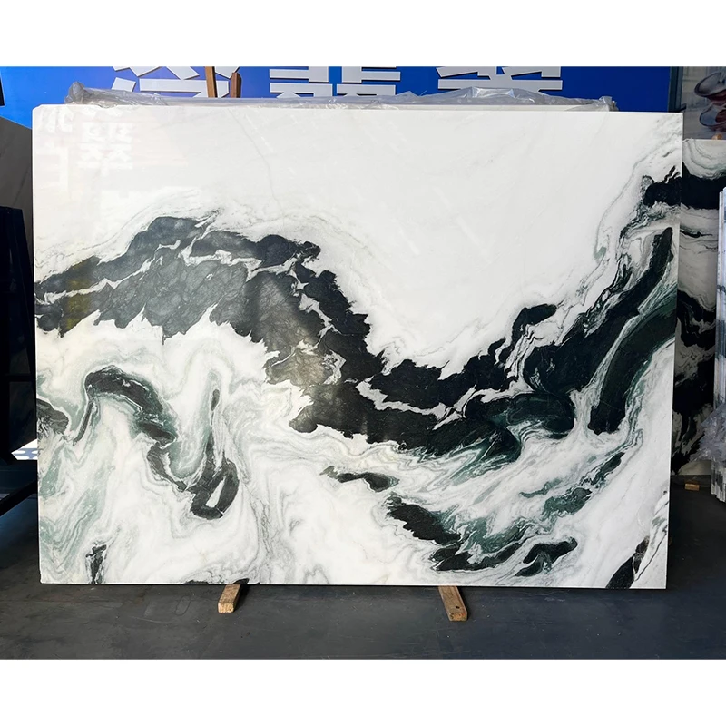 Pure natural panda white marble hotel lobby meeting room living room background wall dining table marble wall panels