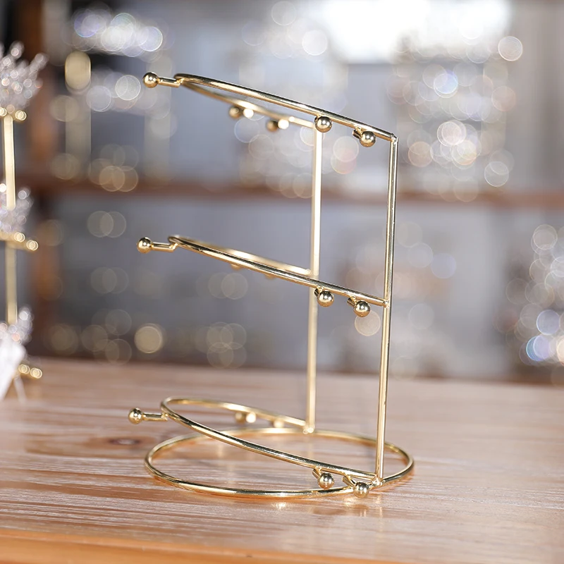 Jewelry display stand 3 layers Simple Design Metal Tiara Display Stand For Bride And Pageant Display Racks