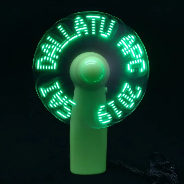 Advertising Promotion Gifts Handheld Portable Fan with LED Logo Cooling Patriotic Light up Mini LED Message Fan