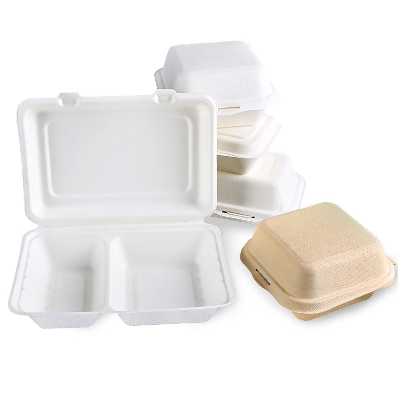 Custom Biodegradable Sugar Cane Bagasse Packaging Food Container Eco Friendly Sugarcane Burger Box