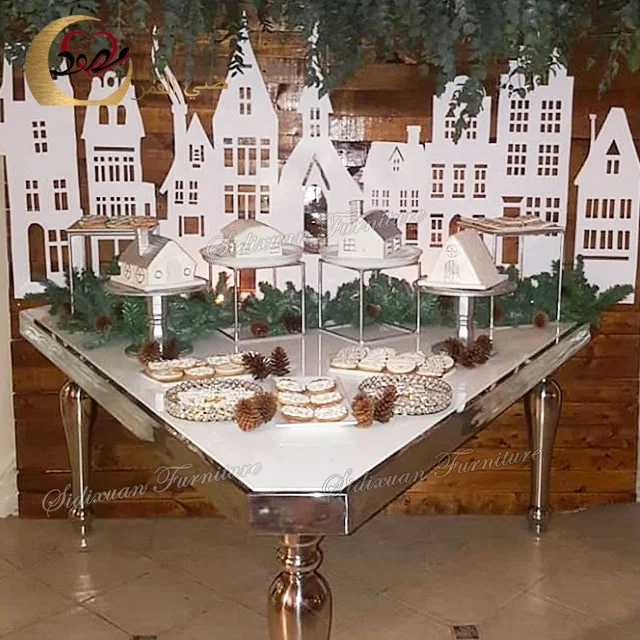 
Luxury restaurant banquet hall triangle dining event mdf table for weddings 