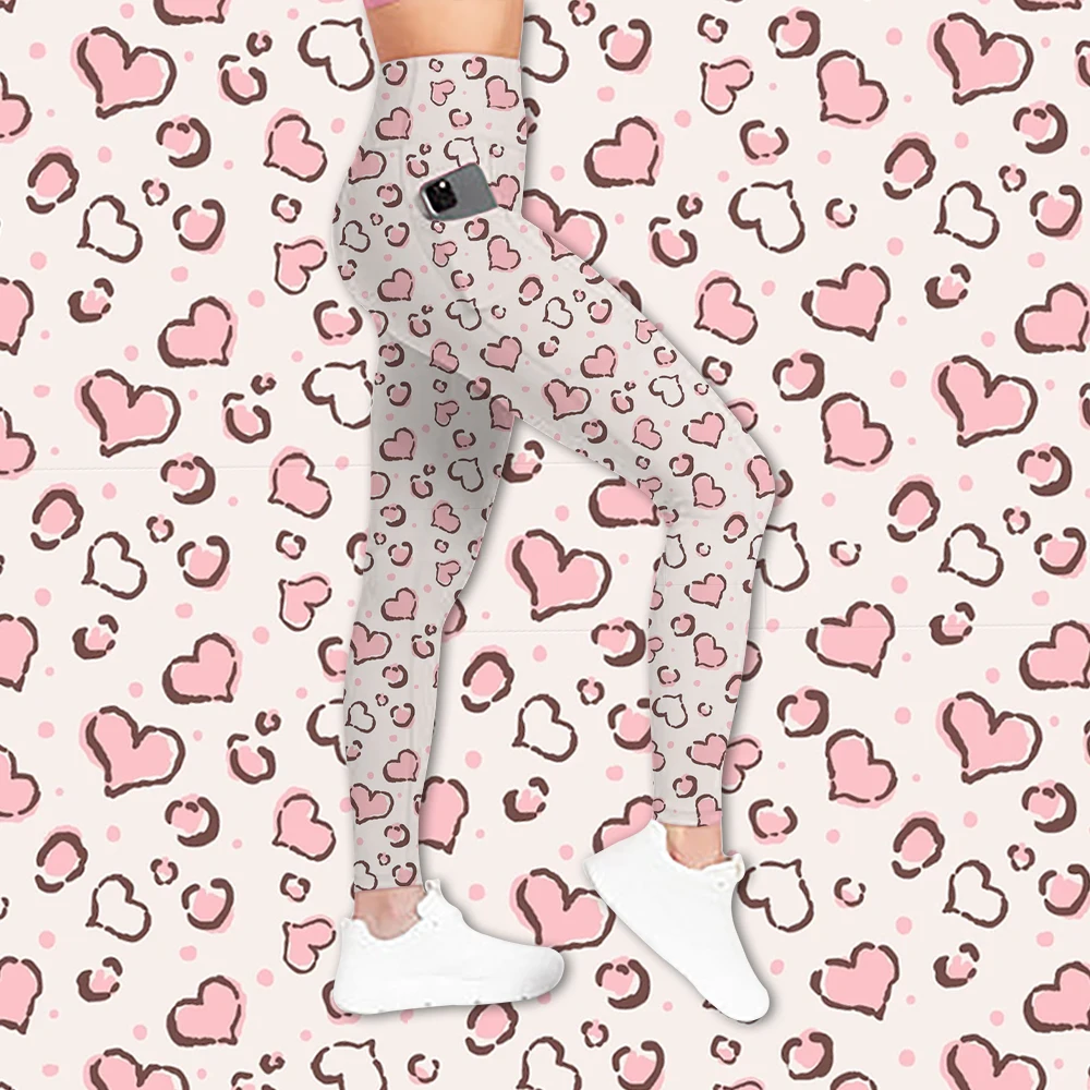 Custom floral print High Waist Sports Leggings Ribbed Yoga Pants Gym Leggings for girls with pocket