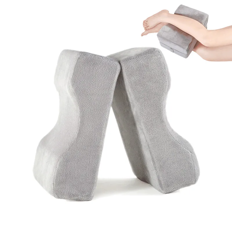 Velvet Bed Sleep Wedge Comfort Leg Rest Memory Foam Contour Knee Pillow Leg Pillow For Side Sleeper