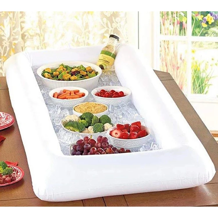 Portable Swimming Air Pool Float Inflatable Beer Table Ice Bucket Serving Salad Bar Tray Food Water Sports