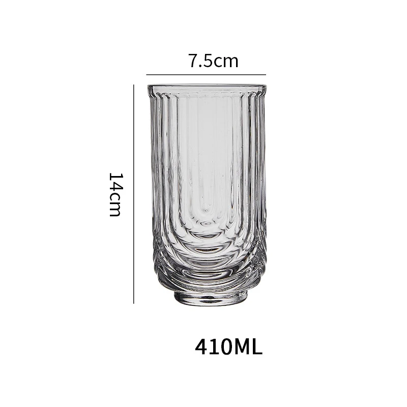 230ml 370ml 430ml Latte Glass Coffee Cup U-shaped Patterned Coffee Cup Bar Glass