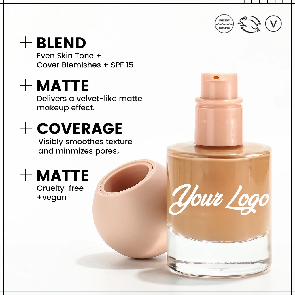 dark Color Full Coverage Private Label Waterproof Natural Makeup Liquid Foundation