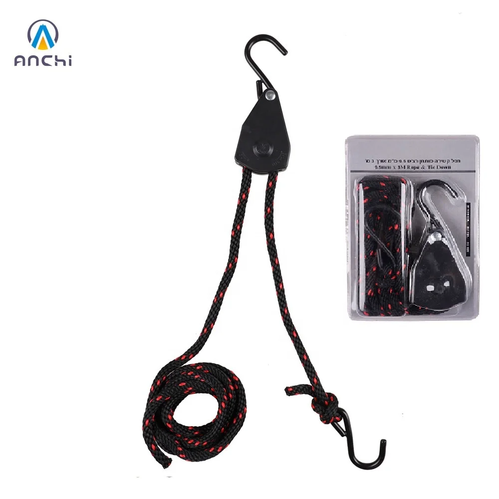 Custom packing heavy duty rope ratchet 3/8 tie down strap 1.8m double blister