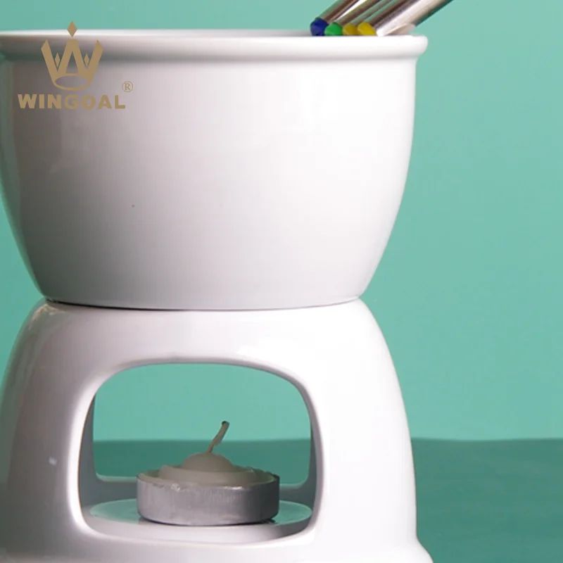 Round cheese chocolate ceramic fondue set