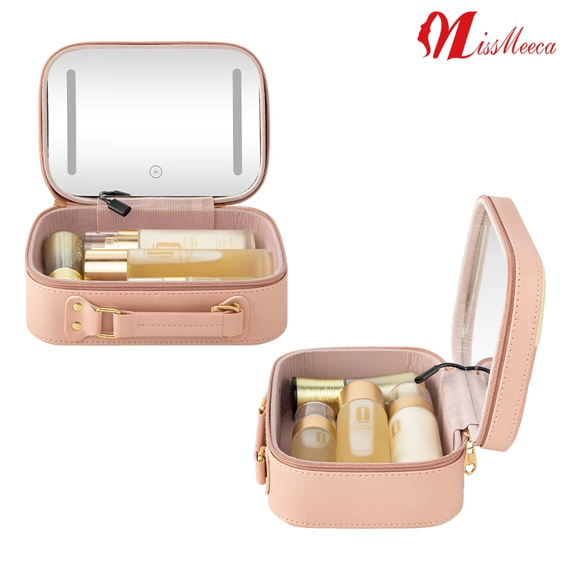 Espejo Decorativo Espejo Con Luz Cosmetic Case With Mirrors Sets Professional Compact Lighted Makeup Bag Mirror