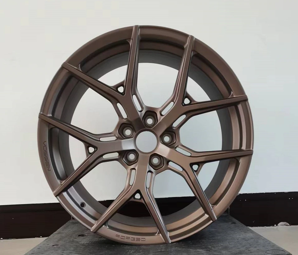 customized forged one piece forged wheel T 6061 18 19 20  inch brushed gold color  hollow out for Audi Benz Nissan  and ford car