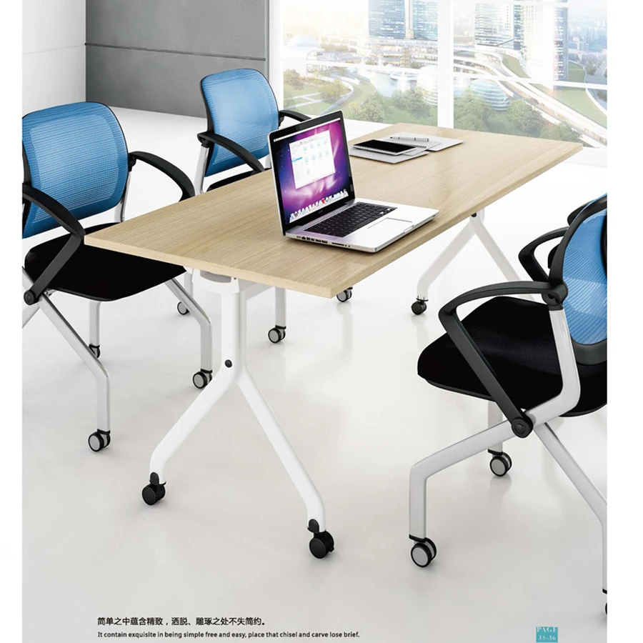 Folding training table with wheels