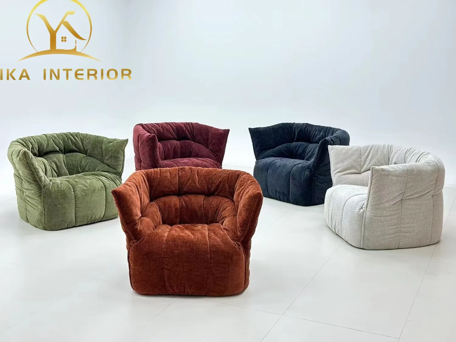 Modern Cozy Single Sofa Chair Soft Velvet Fabric High Density Sponge Colorful Leisure chair bedroom Corner Feature Bed