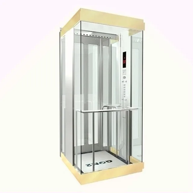 Electric Panoramic Elevators  Glass Elevators Lift With Glass Car For 16 Persons Used In Large Supermarket