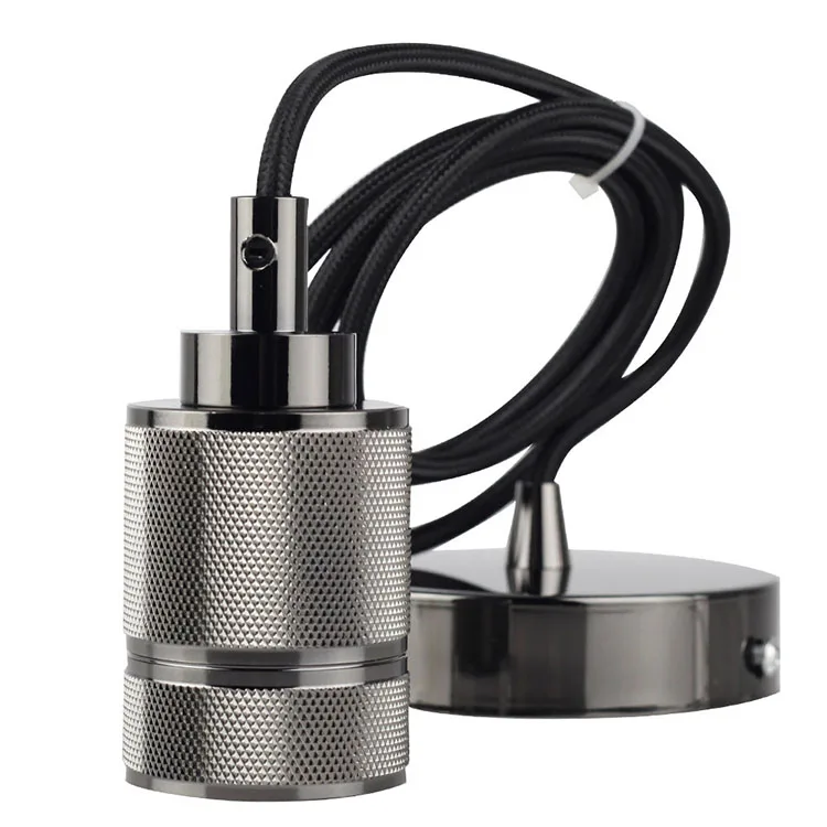 Ceiling Pendant Light Fixture Cord Kit Vintage Lamp Holder E27 Base With Braided Cloth Cable Wire