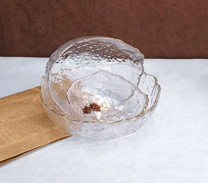 Multi-functional Irregular Fruit Vegetable Glass Dish Reusable Salad Bowl Tableware Set