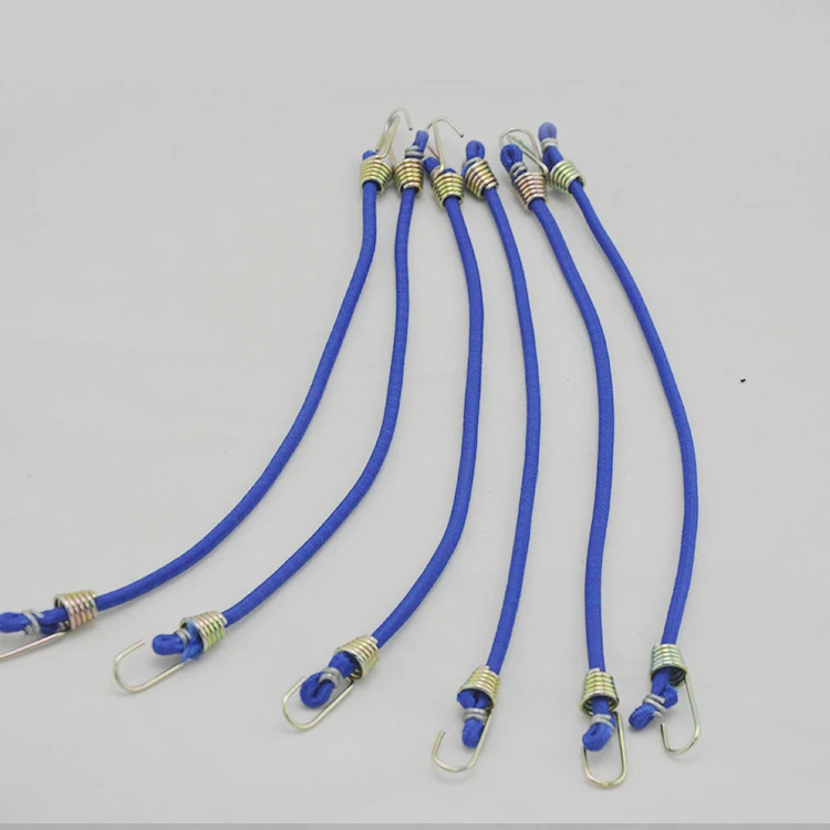 Adjustable High Quality Rubber Stretchy Bungee Cords with Steel Hooks 10 Inch Black Elastic Rope Strap for Tarp Covers