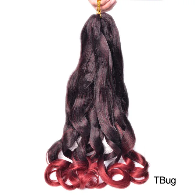 Wholesale Spiral Curly Synthetic Braiding Hair Extension 22inch 150g Ombre French Loose Wave  Crochet Braids Hair Extensions