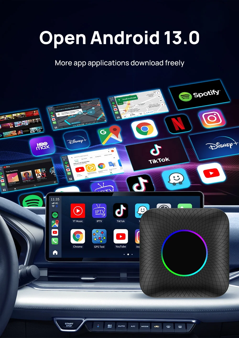 Мультимедийный адаптер Carplay для Android 13