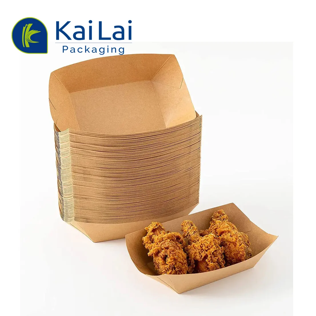 Recyclable Wholesale Food Paper Tray Chips Box Disposable Custom Print Paper Food Boat Tray French Fires Boat Container