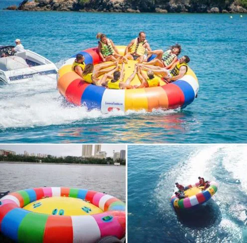 Commercial Inflatable Banana Boat Yacht Flying Fish Water Disco Motor Boat Toy Water Floating Rotating Gyroscope Whipping Top