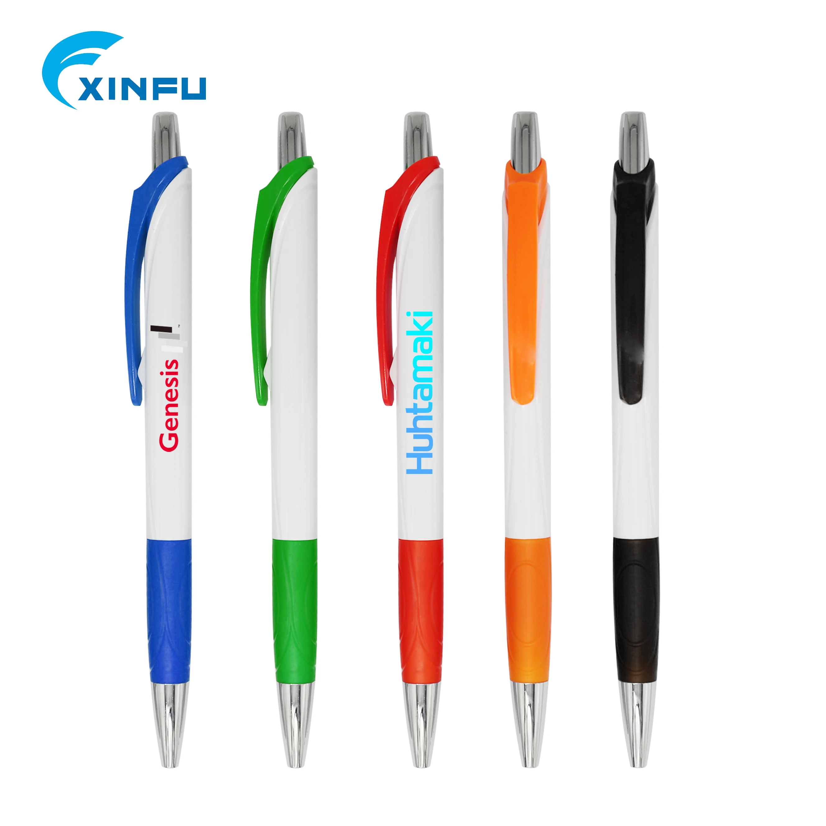 
Cheap multicolor plastic solid white barrel ball pen with customer logo for advertising 