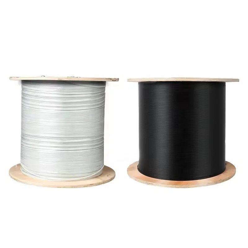 Optic Fibre Cable 1 2 4 6 8 Cores G657A LSZH FRP strength member  Indoor Outdoor Fiber Optic Drop Cable With Steel Wire