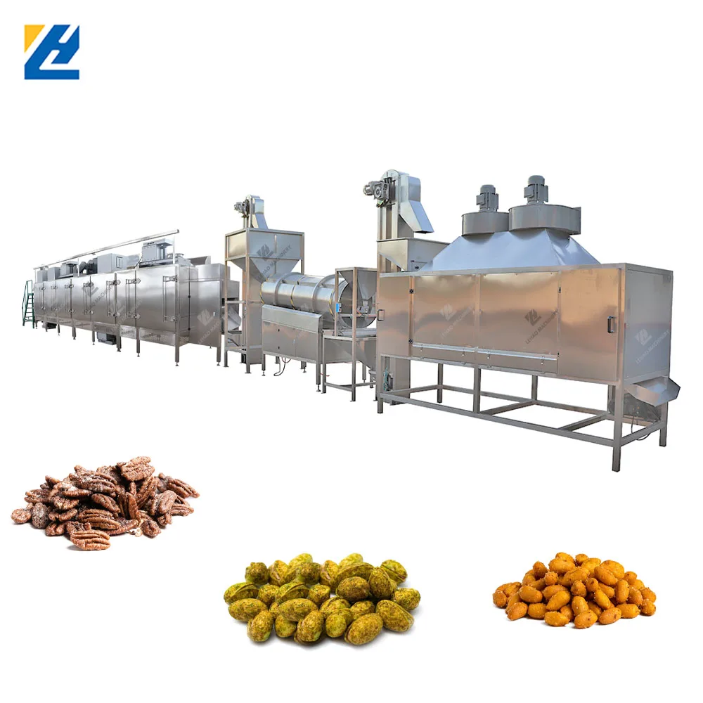 Automatic continuous peanut roasting seasoning production line nut flavoring coating machine snack roast flavor machines