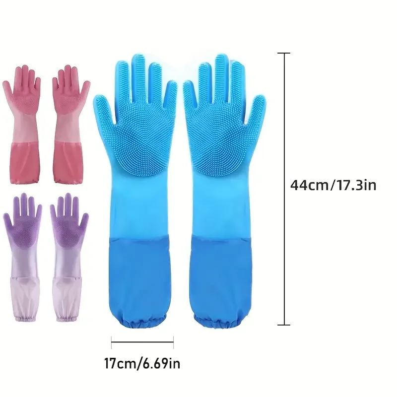 Pet Bathing Gloves Massage Brush for Dogs and Cats Extended Length Anti-Scratch and Bite Resistant Pet Dog Bath Supplies Glove