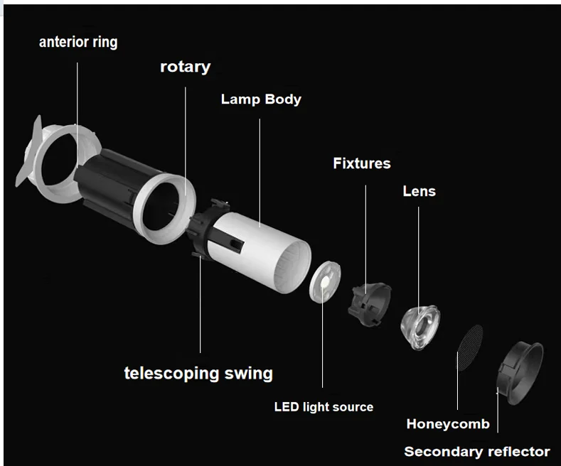 Hot Selling LED Retractable Spotlight  Commercial Clothing Store Home Restaurant Background LED Ceiling Light COB Rail Spotlight
