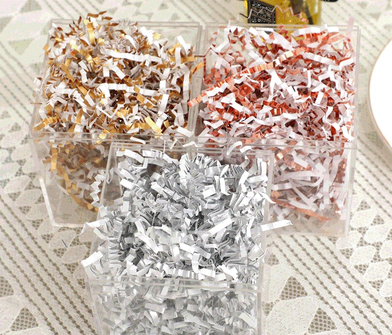 Diy Lafite Paper Grass Colorful Decorative Crinkle Cut Shredded Paper Gold Sliver Packing For Gift Package Box Filling