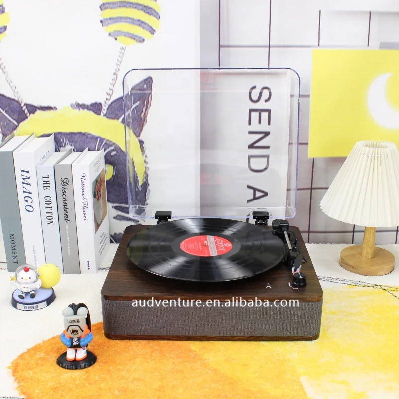 Audio phonograph retro wooden turntable player gramophone Best Recordings Multiple  dust cover turntable player