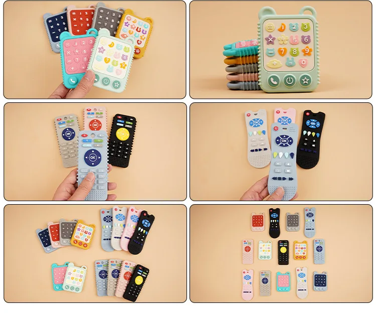 2024 Amazon Hot Game Tv Remote Control Busy Board Montessori Toys For Toddlers Silicone natural rubber baby teething toy