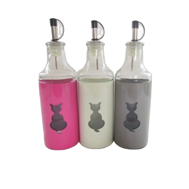 Color Metal Coated Glass Oil Vinegar Bottles Glass Spice Shaker