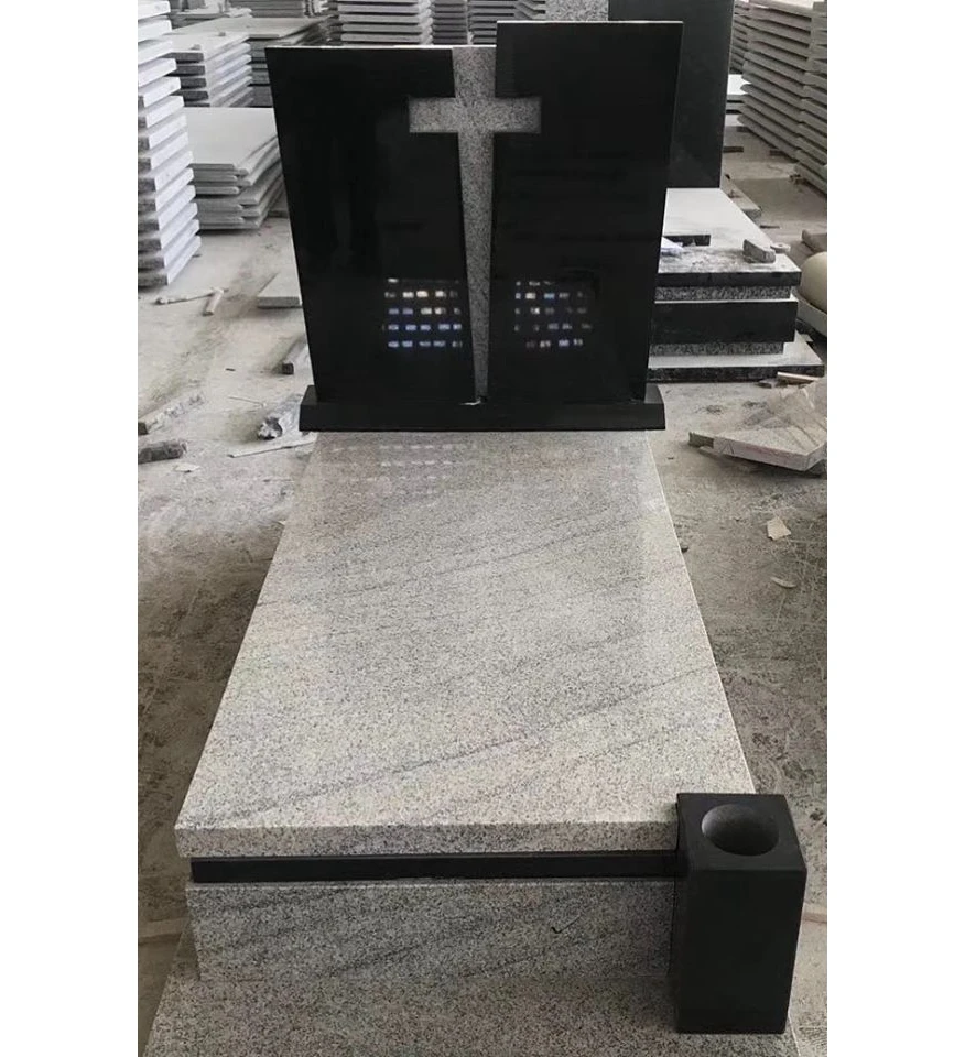 Pure black headstone with the madonna natural stone monument new g664 tombstone headstone paradise granite tombstone