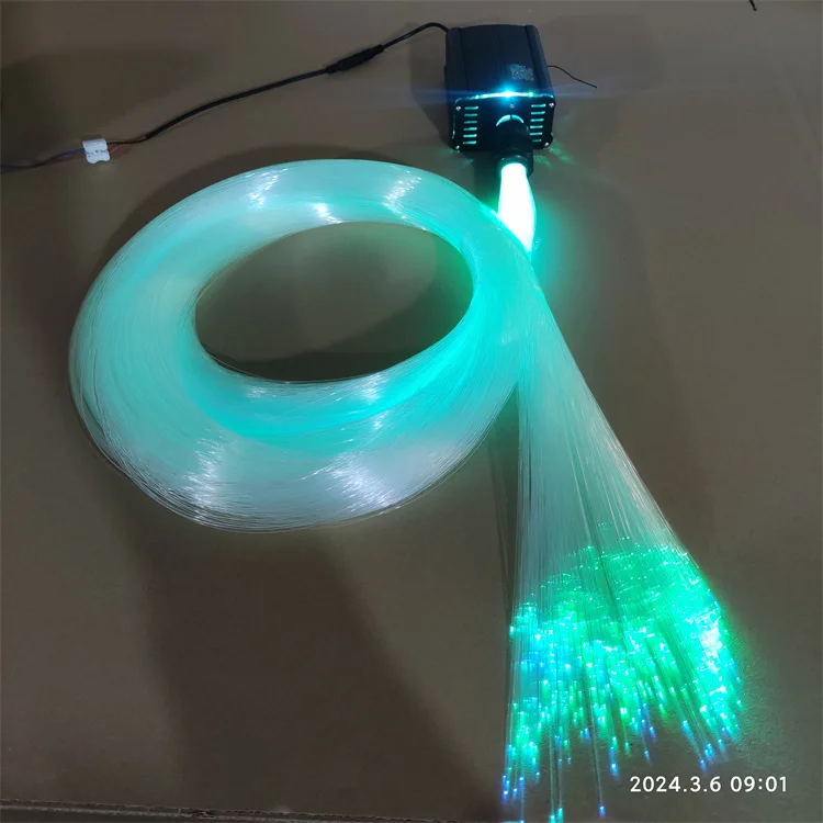 0.75mm fiber 600pcs 3m mobile APP control fiber optic light engine DC12V twinkle RGB  for room ceiling and car roof starlight