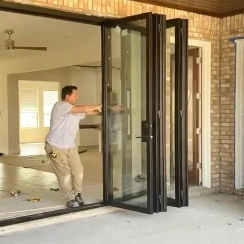 high-quality customization Glass Folding Door Manufacture interior double glazed aluminium accordion Bi Folding Doors