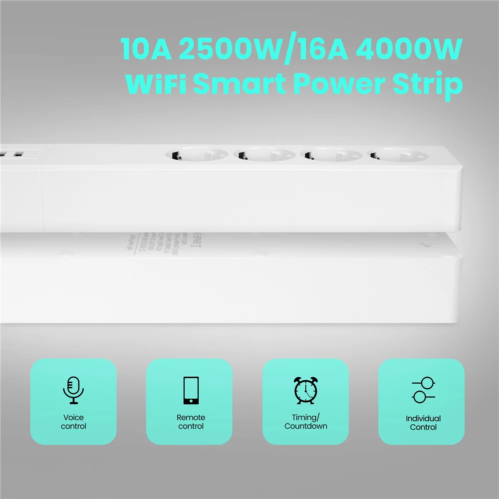 Zigbee Tuya Smart мощность полосы ЕС 4 розетками переменного тока вилки с 2 портами (Стандарт зарядных устройств для бар несколько удлинитель Alexa Google домашний
