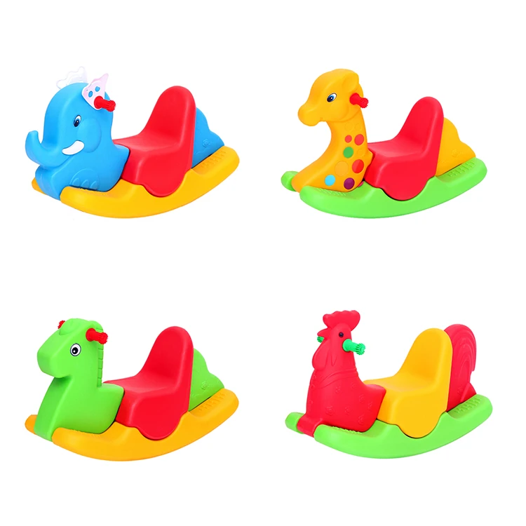 Hot sale toddler plastic animal rocking chair slide 4-in-1 baby birthday gift toys kids cartoon indoor toy