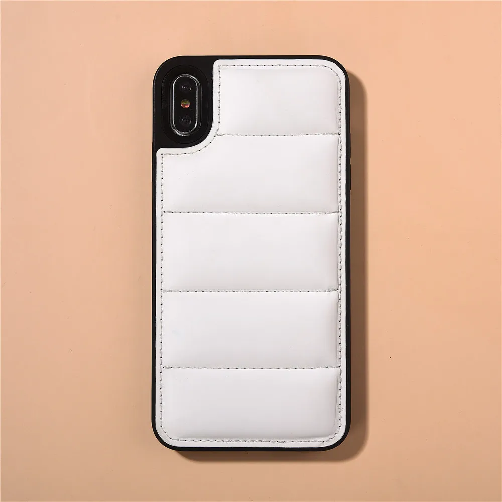 puffer cell leather UV print winter warm  factory down jacket  mold leather custom cell phone case for iphone 12 13 13 pro