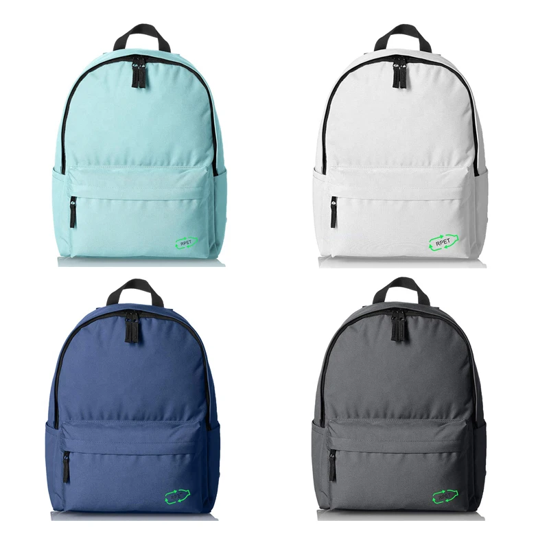 REACH Certificate College bags Reusable Lightweight Teenager Unisex waterproof Classic Durable RPET Fabric backpack