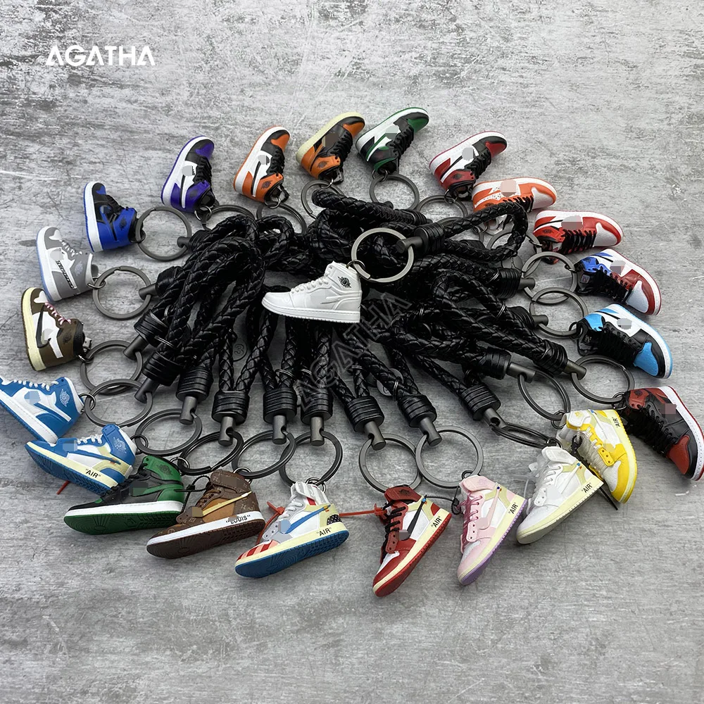 Gift set travis scott custom pvc little AJ 1 keyring lanyard with box mini shoe air jordan sneaker keychains wholesale