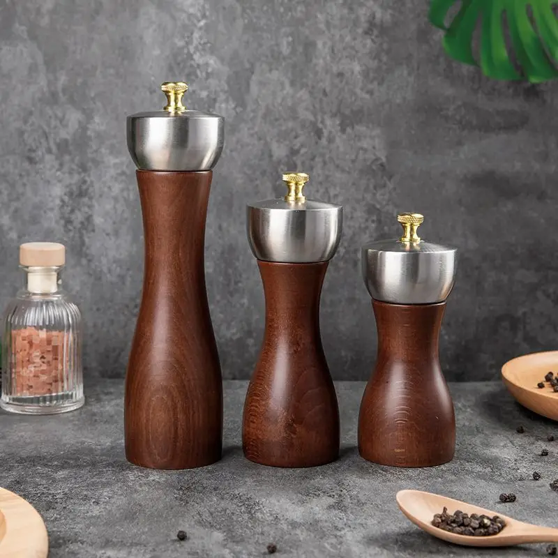 wooden pepper mills Mini Salt and Pepper Grinder Set Choice Gifts Vintage wooden color